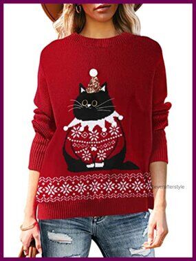 Soft Acrylic Knit Crewneck Long Sleeve Ugly Christmas Sweater Pullover